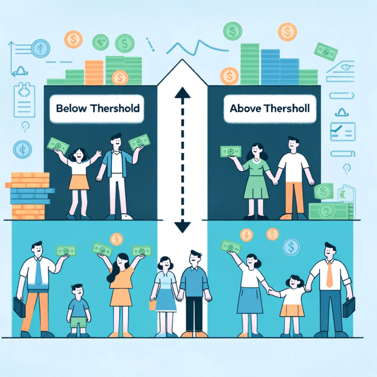 DALL·E 2023-11-19 10.19.07 - A simple and clear infographic illustrating the impact of raising the income tax threshold on individual taxpayers. The image features two distinct se